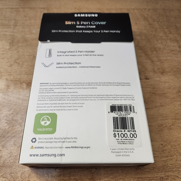 Samsung Slim S Pen Cover Case with Built-in New Compact S Pen for Galaxy Z Fold5 - Picture 2 of 6